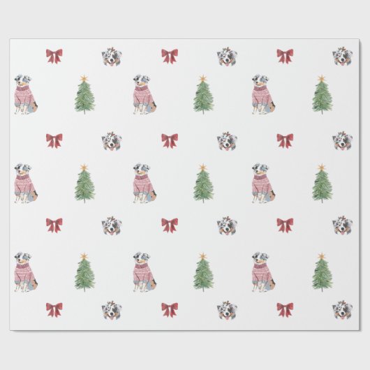 Australisches Shepherd Holiday Wrapping Paper Geschenkpapier (Flach)