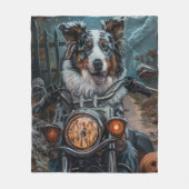 Australisches Shepherd Riding Motorrad Halloween Fleecedecke (Vorderseite)