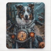 Australisches Shepherd Riding Motorrad Halloween Mousepad (Vorne)