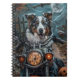 Australisches Shepherd Riding Motorrad Halloween Notizblock