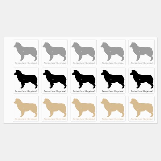 Australisches Shepherd Silhouette Sticker Set (Blatt)