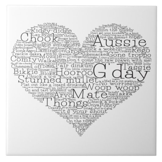 Australisches Slang-Herz Fliese (Vorderseite)