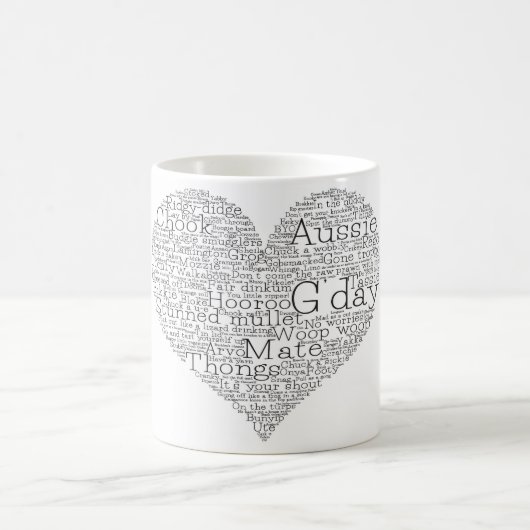 Australisches Slang-Herz Kaffeetasse (Mittel)