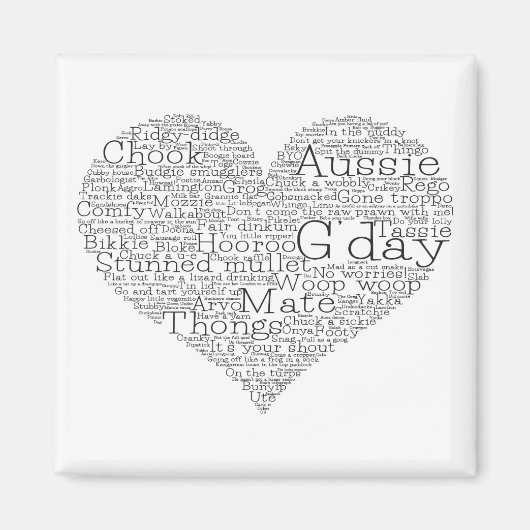 Australisches Slang-Herz Magnet (Vorne)