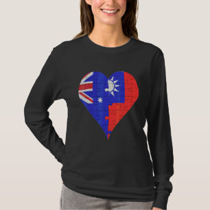 australisches taiwanisches Flaggenherz T-Shirt