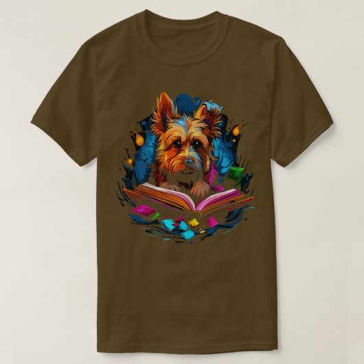 Australisches Terrier Reads Book T-Shirt (Design vorne)