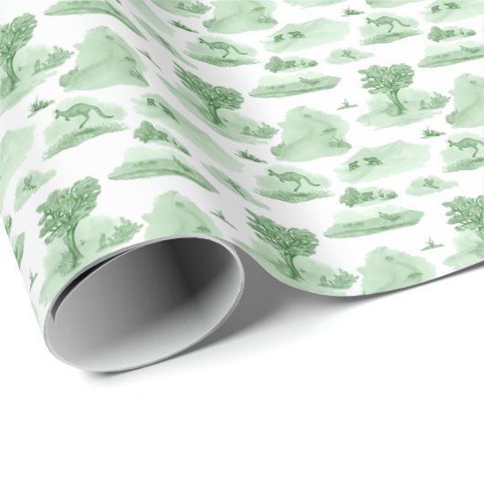 Australisches Tier-Toile (Grün) Geschenkpapier (Rolleneckpunkt)