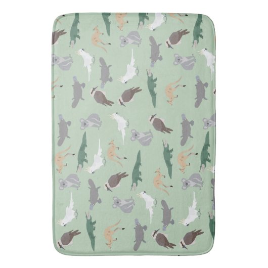 Australisches Ureinwohner Eukalyptus Grünes Muster Badematte (Vorderseite Vertikal)