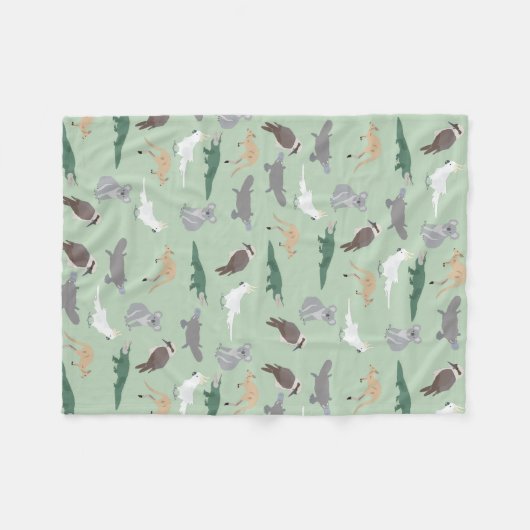 Australisches Ureinwohner Eukalyptus Grünes Muster Fleecedecke (Vorderseite (Horizontal))