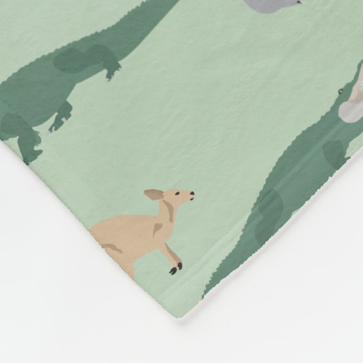 Australisches Ureinwohner Eukalyptus Grünes Muster Fleecedecke (Ecke)