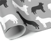 Australisches Vieh-HundeSilhouette-Muster Geschenkpapier (Rolleneckpunkt)