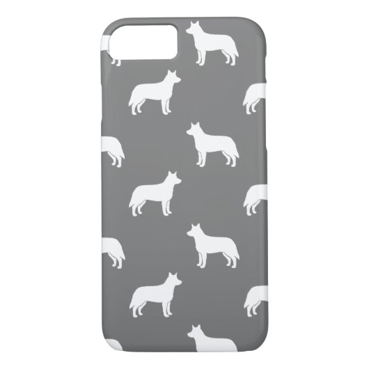 Australisches Vieh-HundeSilhouette-Muster-Grau Case-Mate iPhone Hülle (Rückseite)