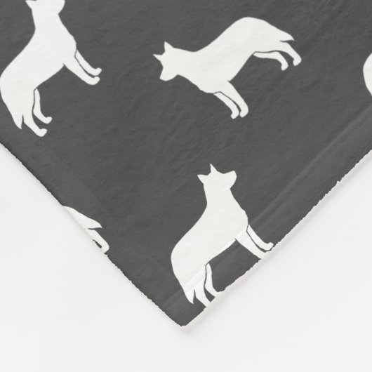 Australisches Vieh-HundeSilhouette-Muster-Grau Fleecedecke (Ecke)