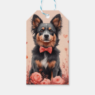 Australisches Vieh mit Rosen - Valentinstag Geschenkanhänger