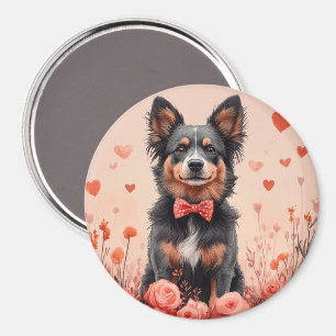 Australisches Vieh mit Rosen - Valentinstag Magnet
