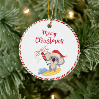 Australisches Weihnachts-Niedliches Koala Surfdesi Keramik Ornament