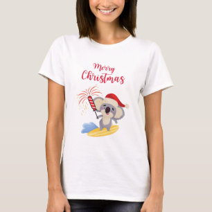 Australisches Weihnachts-Niedliches Koala Surfdesi T-Shirt