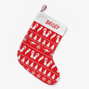 Australisches Weihnachtslied Ugly Sweater Red Kleiner Weihnachtsstrumpf