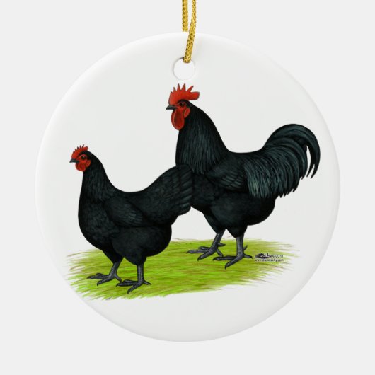 Australorp schwarze Hühner Keramikornament (Vorne)