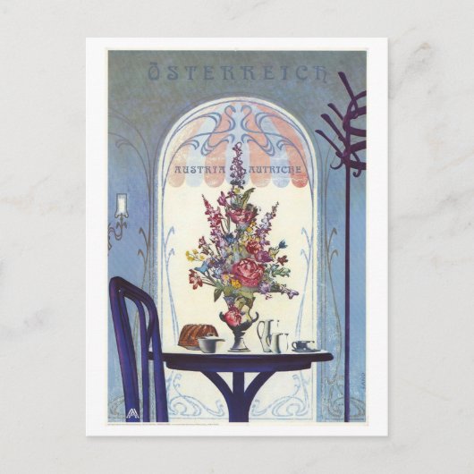 Austria Café Travel Poster Postkarte (Vorderseite)