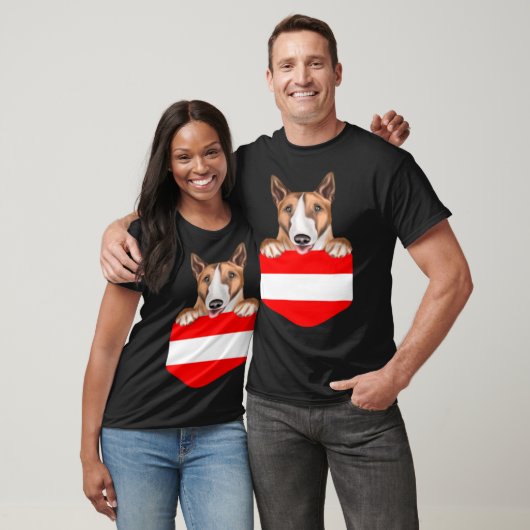 Austria Flag Bull Terrier Dog In Pocket T-Shirt (Unisex)