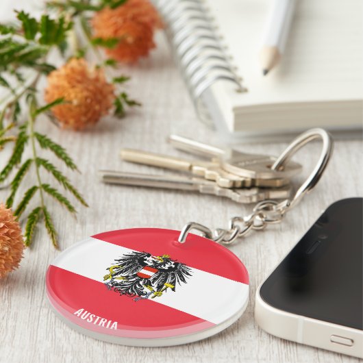 Austria Flag Charming Patriotic Schlüsselanhänger (Vorderseite rechts)