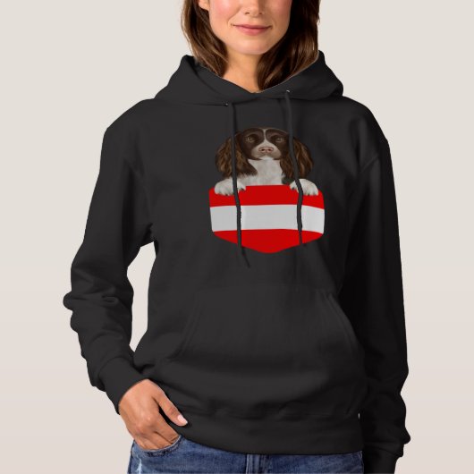 Austria Flag English Springer Spaniel Dog In Pocke Hoodie (Vorderseite)