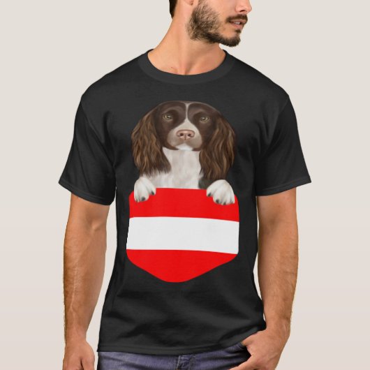Austria Flag English Springer Spaniel Dog In Pocke T-Shirt (Vorderseite)