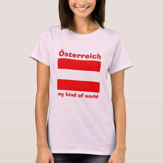 Austria Flag + Karte + Text T - Shirt (Vorderseite)