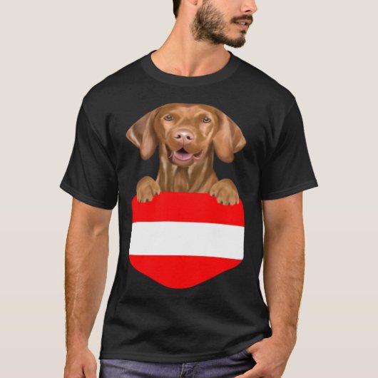 Austria Flag Vizsla Dog In Pocket T-Shirt (Vorderseite)