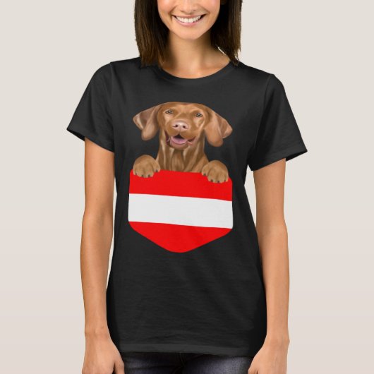 Austria Flag Vizsla Dog In Pocket T-Shirt (Vorderseite)