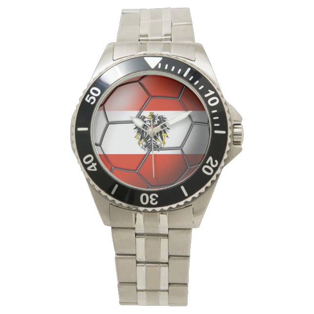 Austria Fußball Ball Armbanduhr (Vorderseite)