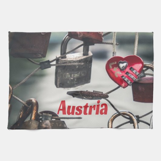 Austria Liebe Locks Bridge Salzburg Geschirrtuch (Horizontal)