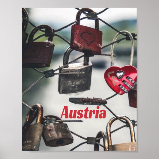 Austria Liebe Locks Bridge Salzburg Poster (Vorne)