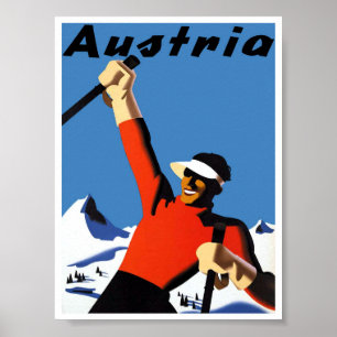 Austria Retro Vintag Ski Poster