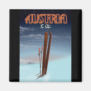 Austria To Ski - Winter ski travel poster to the A Magnet