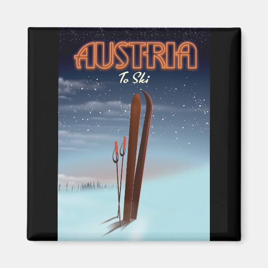 Austria To Ski - Winter ski travel poster to the A Magnet (Vorne)