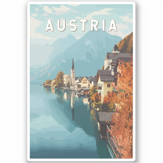 Austria Travel Art Vintag Aufkleber (Vorderseite)