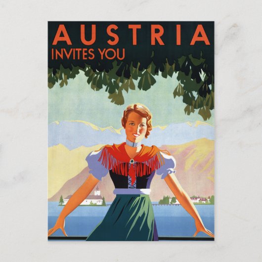 Austria Vintage Travel Poster Postkarte (Vorderseite)