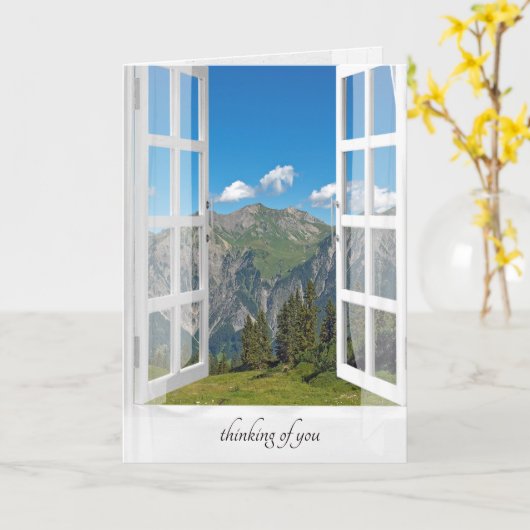 Austrian Alps Window Denken Sie an Sie Karte (Gelbe Blume)