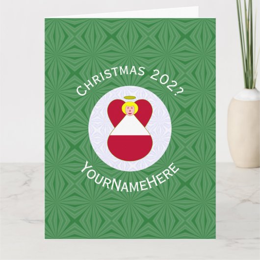 Austrian Angel Christmas Flag Personalisiert Karte (Vorderseite)