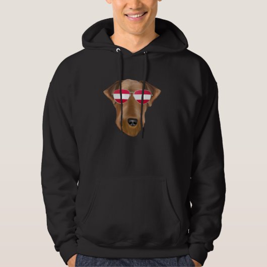 Austrian Flag Airedale Terrier Dog Austria Pocket Hoodie (Vorderseite)