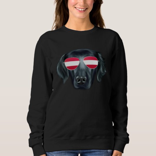 Austrian Flag Flat Coated Retriever Dog Austria Po Sweatshirt (Vorderseite)