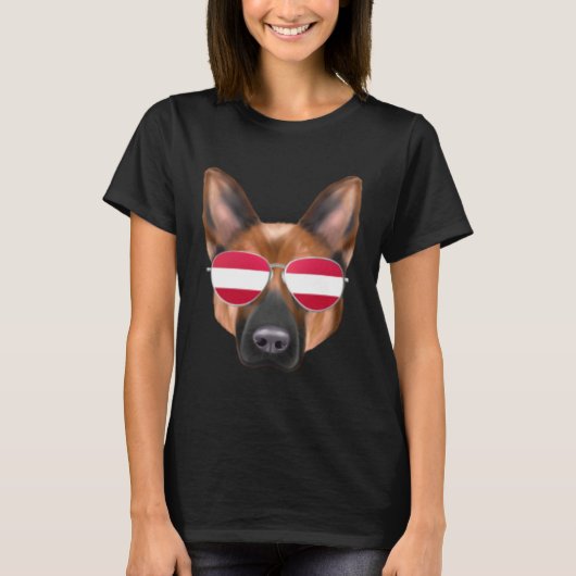 Austrian Flag German Shepherd Dog Austria Pocket T-Shirt (Vorderseite)