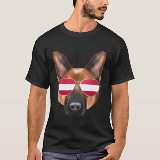 Austrian Flag German Shepherd Dog Austria Pocket T-Shirt (Vorderseite)