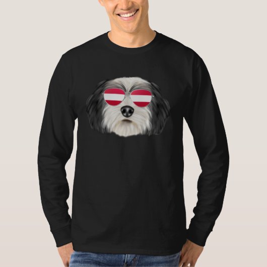 Austrian Flag Polish Lowland Sheepdog Dog Austria  T-Shirt (Vorderseite)
