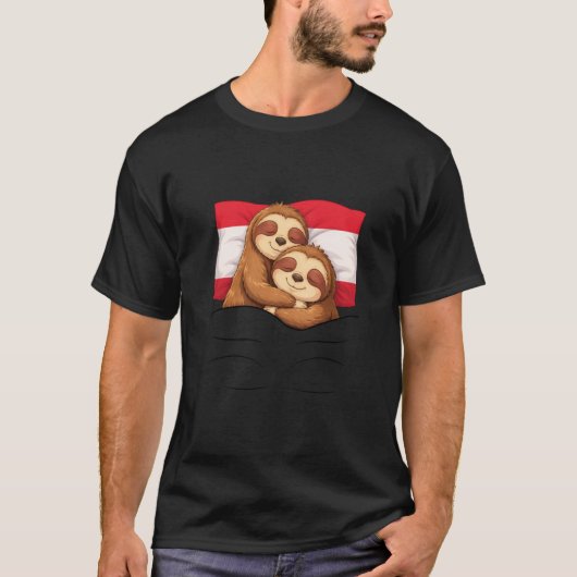 Austrian Flag Sloth Pajama Sleepover Sleeping Aust T-Shirt (Vorderseite)