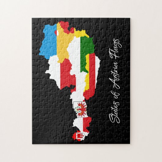 Austrian Staaten Flags Map, Länder, Bildung Puzzle (Vertikal)