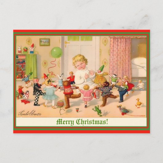 Austrian Vintag Art copy Christmas Child & Toys Postkarte (Vorderseite)