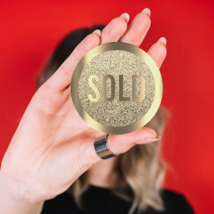 Ausverkaufter Glitzersepia-Imitat-Goldwirklicher Runder Aufkleber